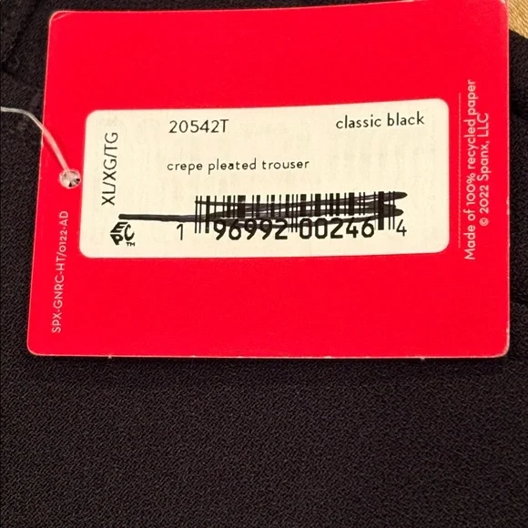 NWT SPANX crepe pants, high rise, pull on, wide leg, pleats, 20542T, XLTall - Picture 3 of 11